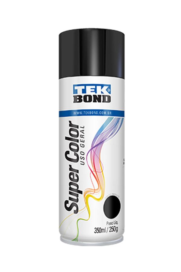 Tinta Acrílica Spray Super Color 350ml/250g Preto Brilhante