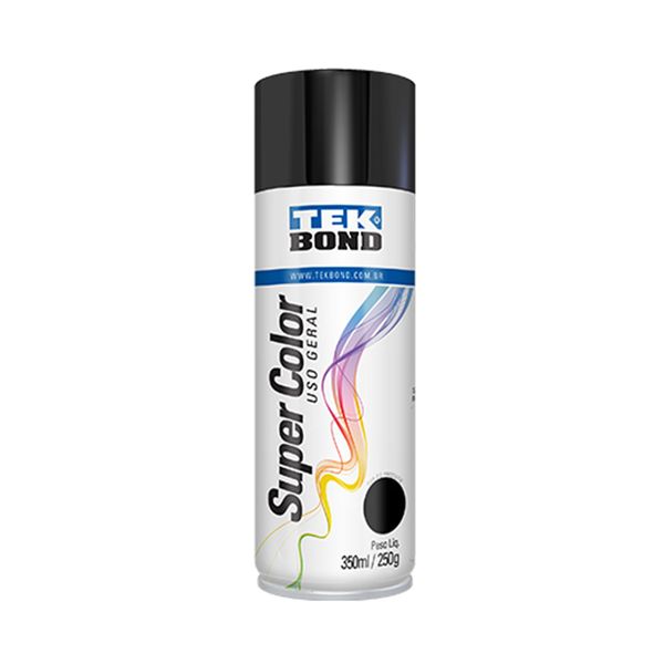 Tinta Acrílica Spray Super Color 350ml/250g Preto Brilhante