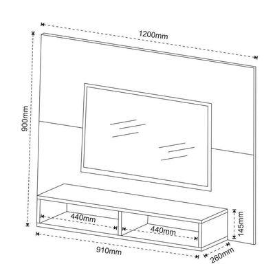 Painel P/Tv Até 42" Viero Jazz Em Mdf Imbuia E Off White