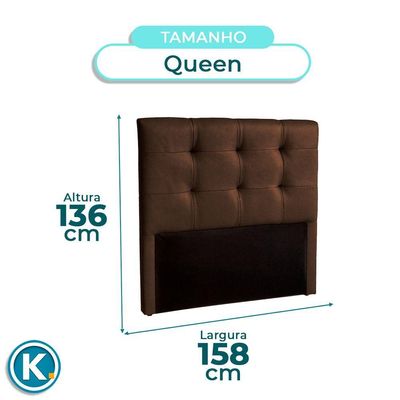 Cabeceira Estofada Queen Alice Nature Material Sintético Marrom 158x136