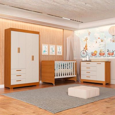 Jogo De Quarto Para Bebe Evolution Zaki Areia Com Savana - Moveisaqui