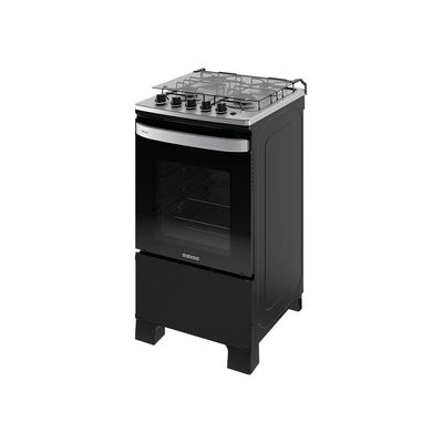 Fogão Itachef 4 Bocas com Mesa de Inox e Tripla Chama Itatiaia Preto / Bivolt