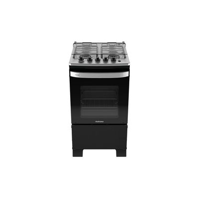 Fogão Itachef 4 Bocas com Mesa de Inox e Tripla Chama Itatiaia Preto / Bivolt