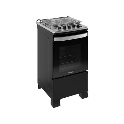 Fogão Itachef 4 Bocas com Mesa de Inox e Tripla Chama Itatiaia Preto / Bivolt