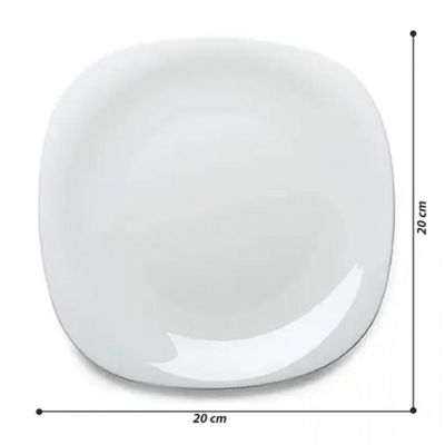 Jogo 4 Prato Sobremesa de Vidro Parma Bormioli Branco 20cm
