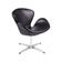 Poltrona Swan Couro Natural Preto Base Alumínio Giratória