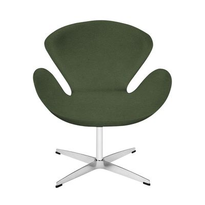 Poltrona Swan Linho Verde Base Alumínio Giratória