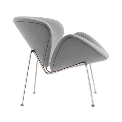 Poltrona Design Trevo Suede Cinza Base Cromada