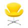 Poltrona Swan Couro Sintético Amarelo Base Alumínio Giratória