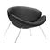 Poltrona Trevo Couro Natural Preto Base Cromada
