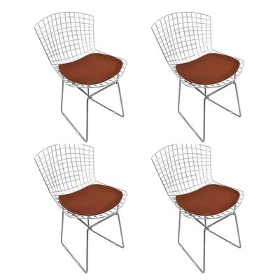 Kit 4 Cadeiras Bertoia Cromada Com Assento Sintético Marrom