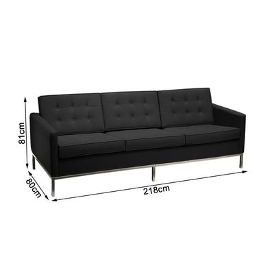 Kit Sofá Fk 3 Lugares Mais 2 Poltronas 1 Lugar 100% Couro Natural Legitimo Preto