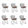 Kit 6 Cadeiras Bertoia Preta Com Assento Marrom