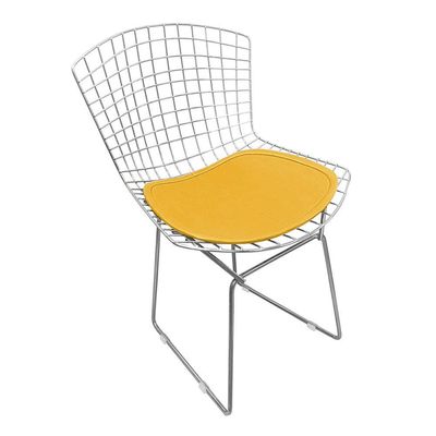 Kit 6 Cadeiras Bertoia Cromada Com Assento Sintético Amarelo