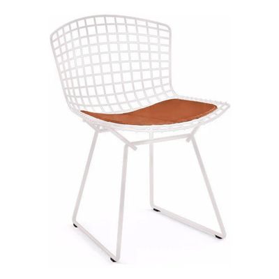 Kit 8 Cadeiras Bertoia Branca Com Assento Cobre
