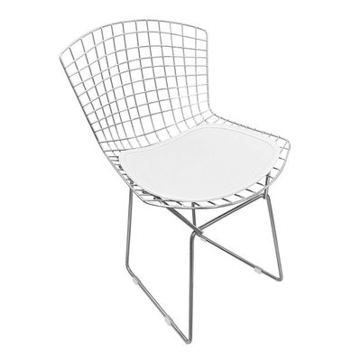 Kit 8 Cadeiras Bertoia Cromada Com Assento Sintético Branco
