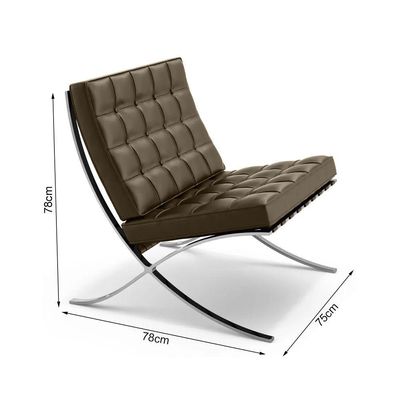 Poltrona Premium Barcelona Com Puff Base Inox Marrom