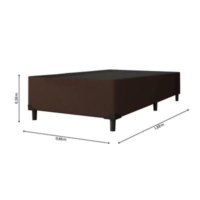 Cama Box Solteiro 0,88m E 38cm De Altura Suede Prince Marrom