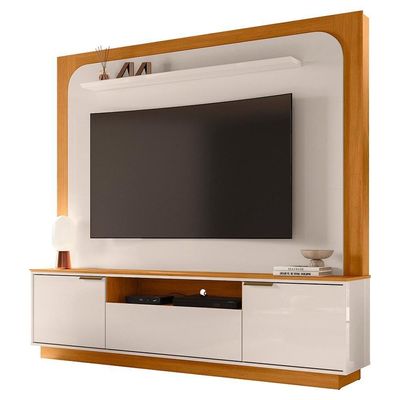 Painel Home Theater Nilo Para Tv 75 Pol 2 Portas 200 Cm Cinamomo Off White Madetec