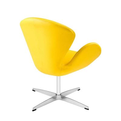 Poltrona Swan Couro Sintético Amarelo Base Alumínio Giratória