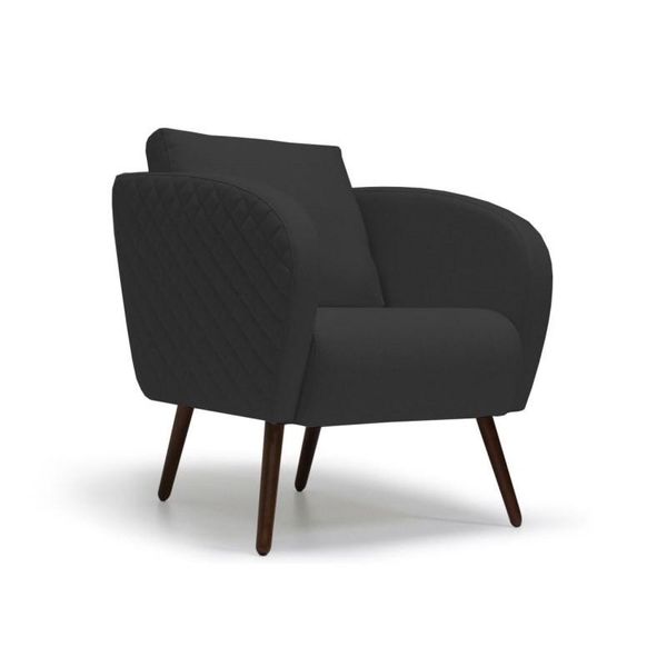 Poltrona Decorativa Pés Palitos Dana Tressê C05 Corano Preto - Domi