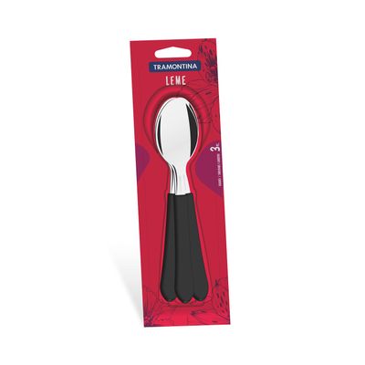 Conjunto de Colheres de Mesa Tramontina Leme com Cabo em Polipropileno Preto 3 Peças