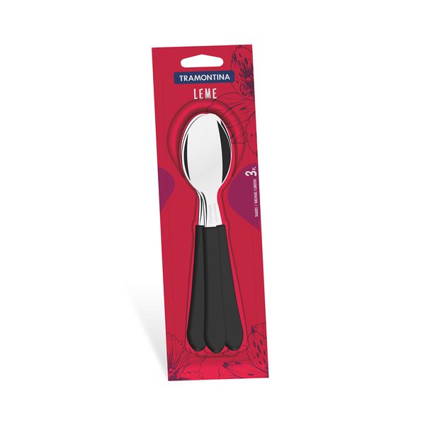 Conjunto de Colheres de Mesa Tramontina Leme com Cabo em Polipropileno Preto 3 Peças