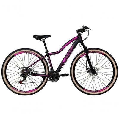 Bicicleta Feminina Aro 29 Ksw Mwza Alumínio 27v Freio A Disco Mecânico Garfo Com Suspensão preto-rosa Tam: 17