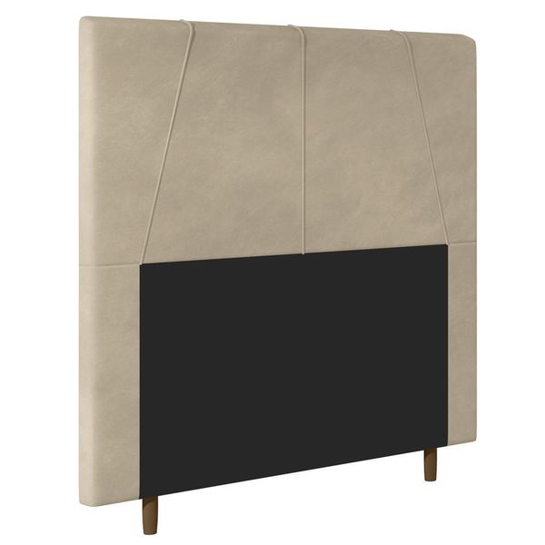 Cabeceira Cama Box Solteiro Gênova 90cm Suede Bege - Desk Design