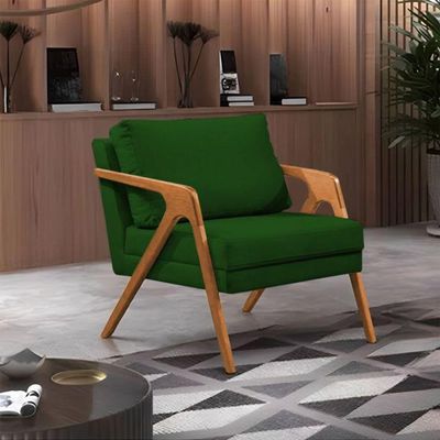 Conjunto 2 Poltronas Sala De Estar Monique Madeira Cerejeira Verde Veludo