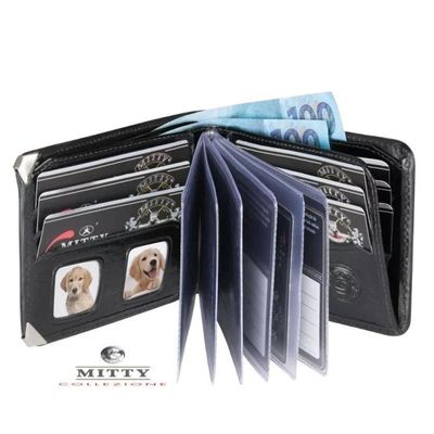 Carteira Masculina Couro Mitty M1S Média Cantoneira Preto