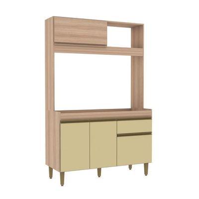 Armário De Cozinha Compacta Em Mdp Mel E Areia 1,94 X 1,24