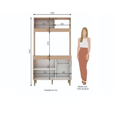 Armário De Cozinha Compacta Em Mdp Mel E Areia 1,94 X 1,24