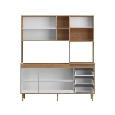 Armário De Cozinha Compacta Em Mdp Mel E Preto 1,95 X 1,85