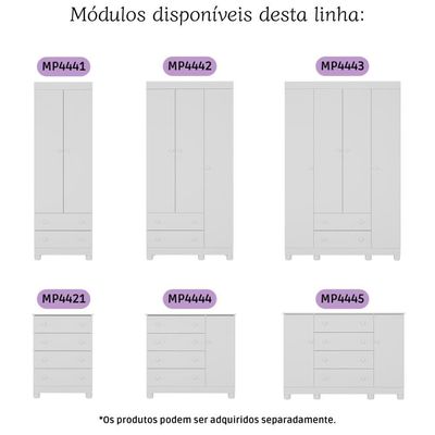 Cômoda Infantil 65cm Com 4 Gavetas Allegra Multimóveis Mp4421 Branco Branco