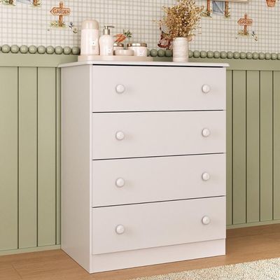 Cômoda Infantil 65cm Com 4 Gavetas Encanto Multimóveis Mp4427 Branco Branco