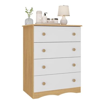 Cômoda Infantil 65cm Com 4 Gavetas Realeza Multimóveis Mp4433 Madeirado/branco Madeirado/branco