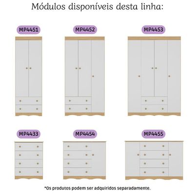 Cômoda Infantil 65cm Com 4 Gavetas Realeza Multimóveis Mp4433 Madeirado/branco Madeirado/branco