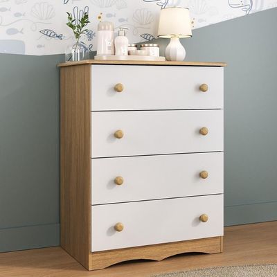 Cômoda Infantil 65cm Com 4 Gavetas Realeza Multimóveis Mp4433 Madeirado/branco Madeirado/branco