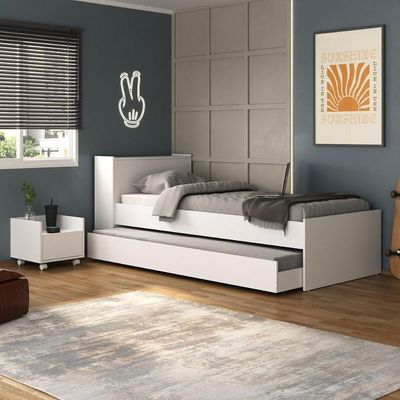 Conjunto Quarto Bicama Com Colchão E Baú/mesa De Cabeceira Multimóveis Mp4223 Branco Branco