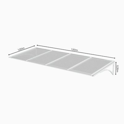 Toldo Fixo Policarbonato Alveolar Cristal - 1,50m X 1,00m - Estrutura Branca