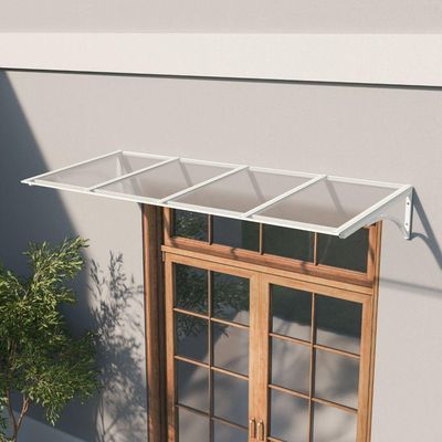 Toldo Fixo Policarbonato Alveolar Cristal - 1,50m X 1,00m - Estrutura Branca