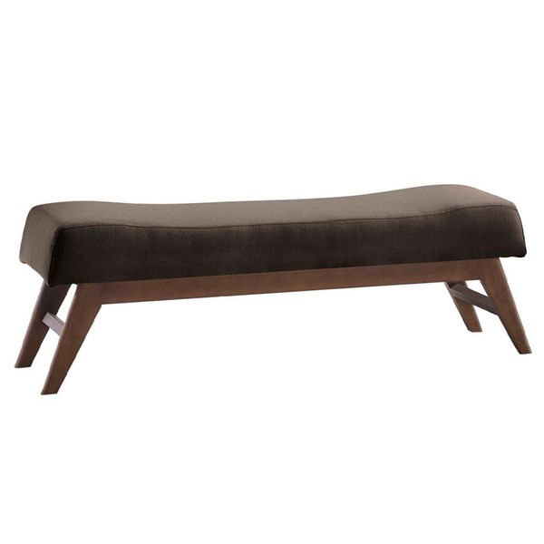 Recamier Decorativo 160cm Lionel Veludo Pés Madeira Marrom/Imbúia - Gran Belo