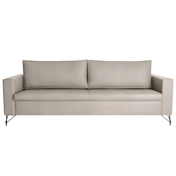 Sofá Decorativo 2 Lugares 190 CM Denmark Veludo Bege Com Pés Preto - Gran Belo