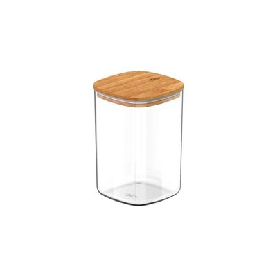 Conjunto De Potes Herméticos Keep 4 Peças Transparente Com Tampa De Bambu Ou