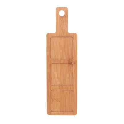Conjunto 03 Petisqueiras Quadradas De Porcelana Preta Com Bandeja De Bambu Wolff