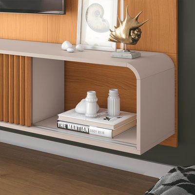 Painel Para TV 85 Pol Zurick e Mesa de Centro Harmony B01 Cinamomo Off White - Lyam Decor