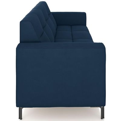 Sofá 3 Lugares Sala Living Industrial 180cm Senna K01 Veludo Azul Marinho - Lyam Decor