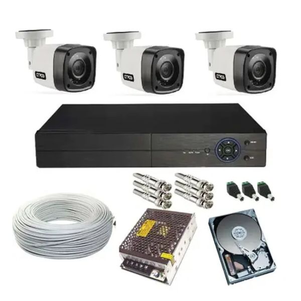 Kit Cftv 3 Câmeras Segurança Infra 25m 720p Dvr 4ch Multi Hd