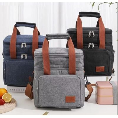 Bolsa Térmica Alça Transversal 2 Compartimentos Marmita Lancheira Trabalho Passeio Academia Escola